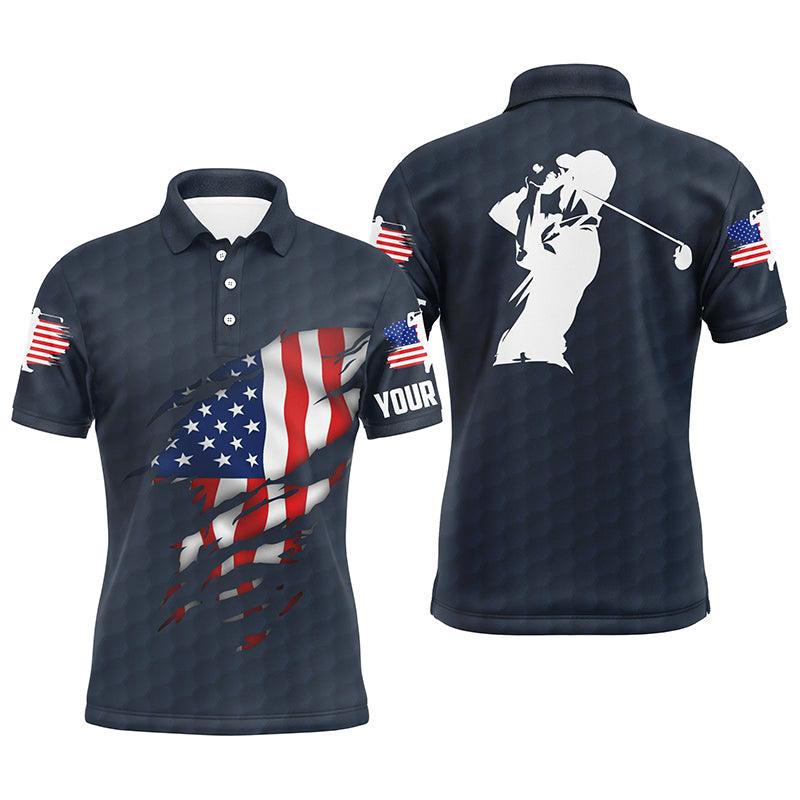 Custom Golf Long Sleeve Men Polo Shirt - Custom Name American Flag Apparel - Personalized Gift For Men, Golf Lover, 4th Of July - Image 6