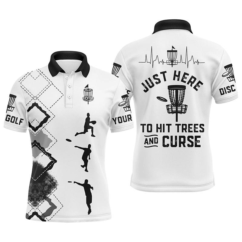 Custom Golf Long Sleeve Men Polo Shirt - Custom Name Just Here to Hit Trees And Curse Men Polo Shirt - Perfect Polo Shirt For Men, Disc Golf Lover - Image 4