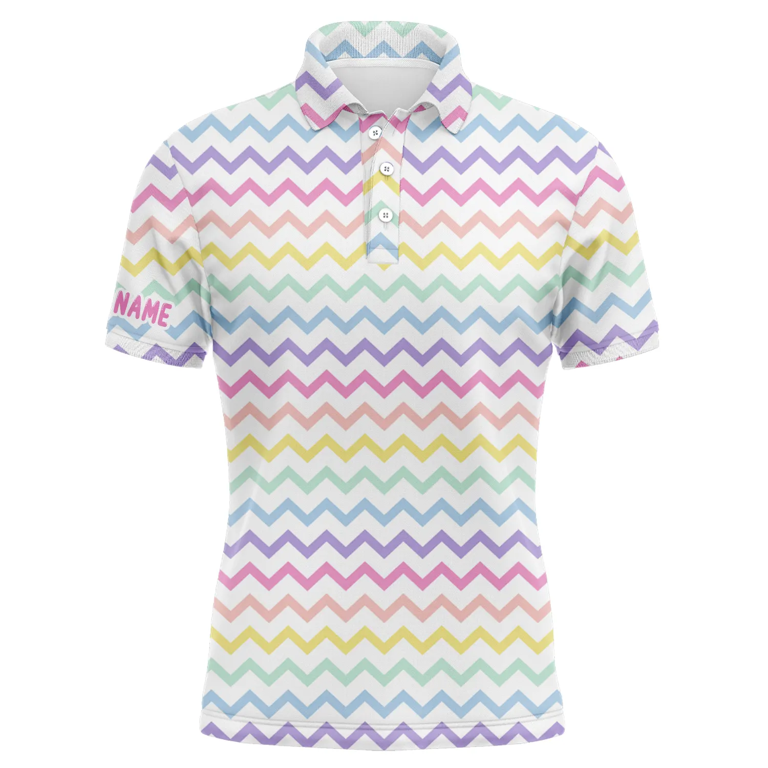 Custom Golf Long Sleeve Men Polo Shirt - Custom Name Rainbow Colors Pattern Apparel - Personalized Gift For Golf Lover, Team, Husband, Boyfriend, Men - Image 4