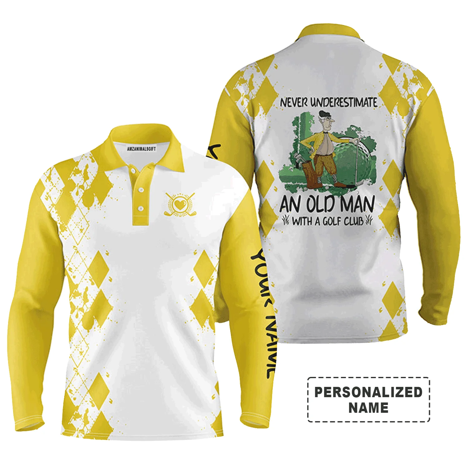 Custom Golf Long Sleeve Men Polo Shirt - Never Underestimate An Old Man With A Golf Club Men Golf Polo Shirt - Perfect Polo Shirt For Men, Golfers - Image 14