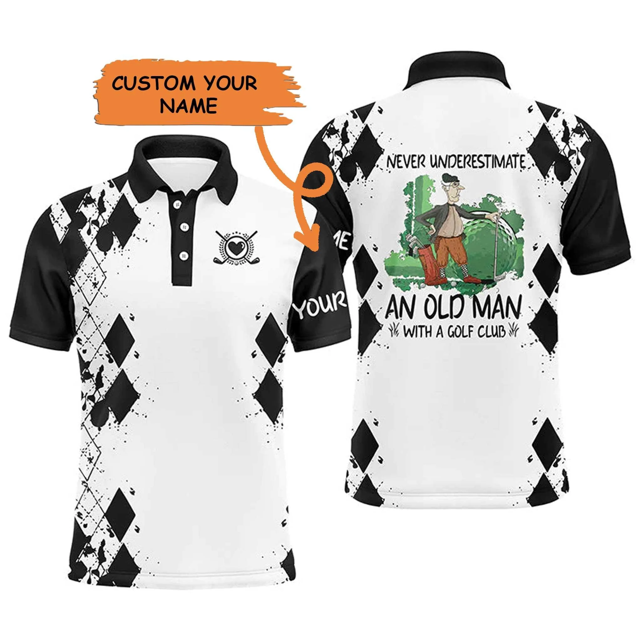 Custom Golf Long Sleeve Men Polo Shirt - Never Underestimate An Old Man With A Golf Club Men Golf Polo Shirt - Perfect Polo Shirt For Men, Golfers - Image 5