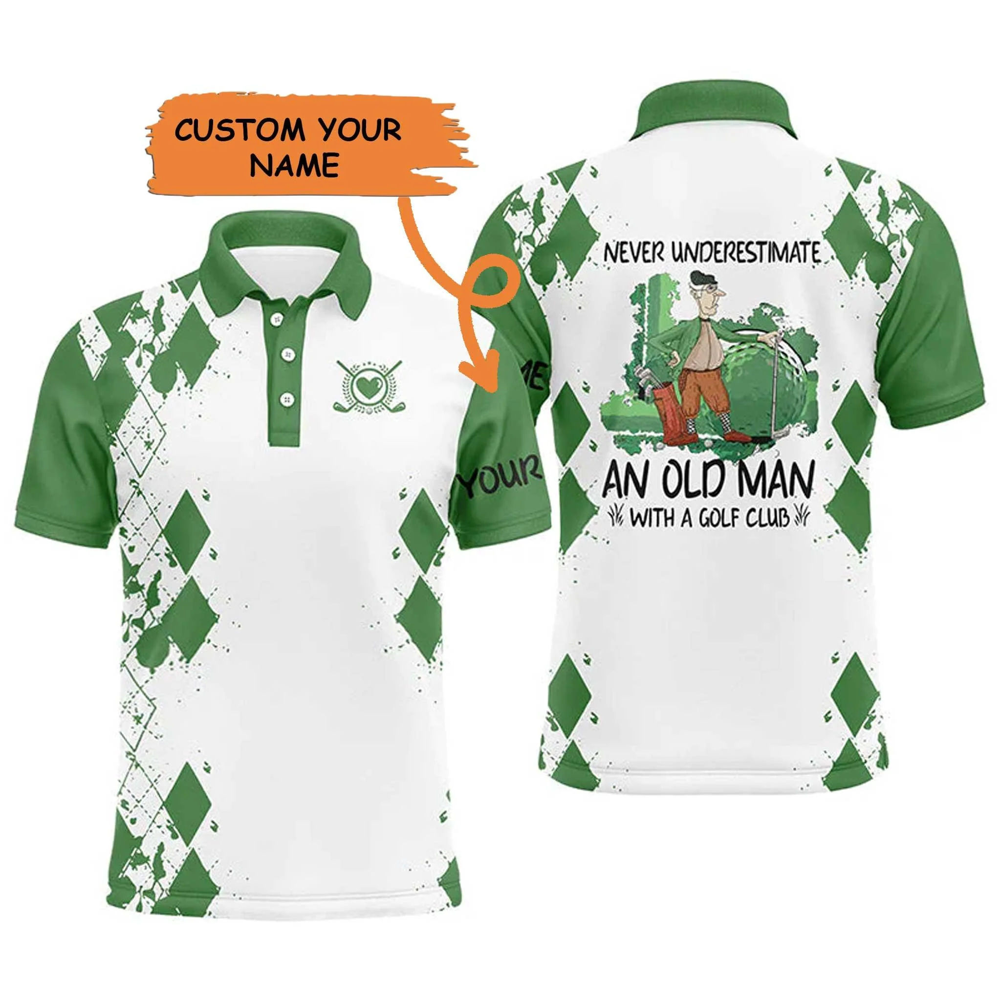 Custom Golf Long Sleeve Men Polo Shirt - Never Underestimate An Old Man With A Golf Club Men Golf Polo Shirt - Perfect Polo Shirt For Men, Golfers - Image 7