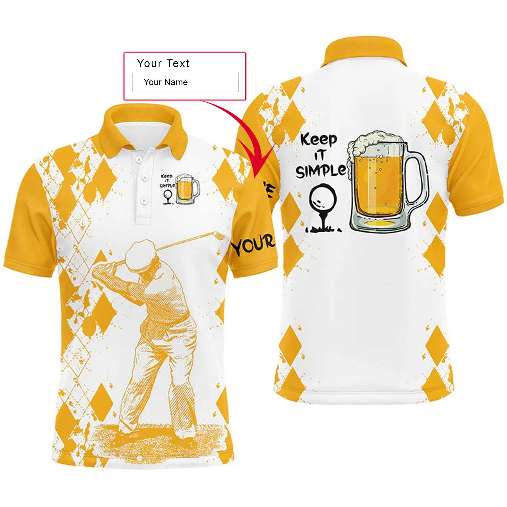 Custom Golf Men Polo Shirt - Beer And Golf Men Polo Shirt, Keep It Simple Men Polo Shirt - Perfect Polo Shirt For Men, Golfers