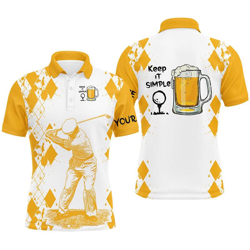 Custom Golf Men Polo Shirt - Beer And Golf Men Polo Shirt, Keep It Simple Men Polo Shirt - Perfect Polo Shirt For Men, Golfers - Image 2