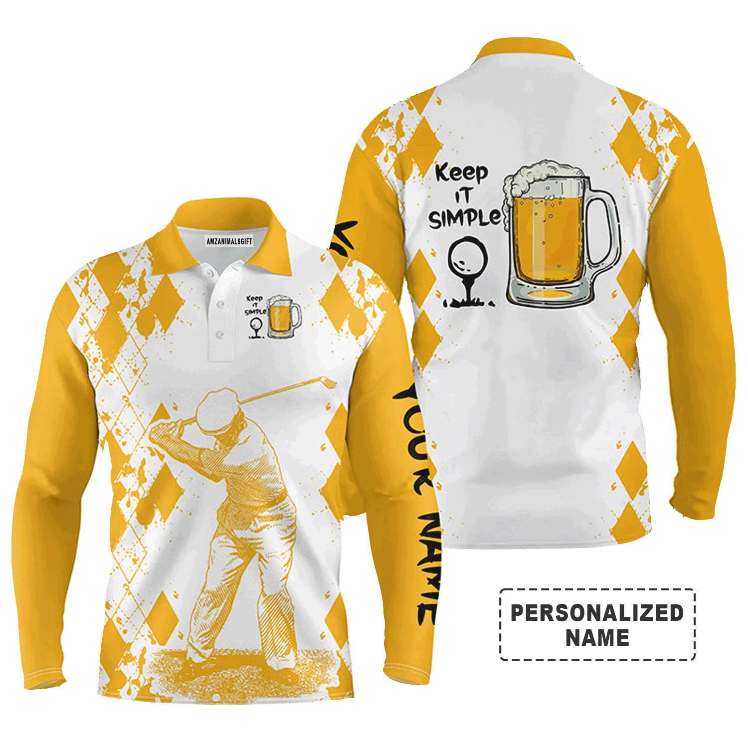 Custom Golf Men Polo Shirt - Beer And Golf Men Polo Shirt, Keep It Simple Men Polo Shirt - Perfect Polo Shirt For Men, Golfers - Image 3