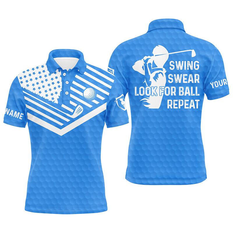 Custom Golf Men Polo Shirt - Custom Name American Flag Apparel - Swing Swear Look For Ball Repeat Men Golf Polo Shirt- Perfect Polo Shirt For Men - Image 4