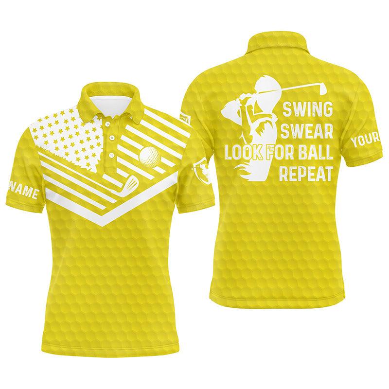 Custom Golf Men Polo Shirt - Custom Name American Flag Apparel - Swing Swear Look For Ball Repeat Men Golf Polo Shirt- Perfect Polo Shirt For Men - Image 7