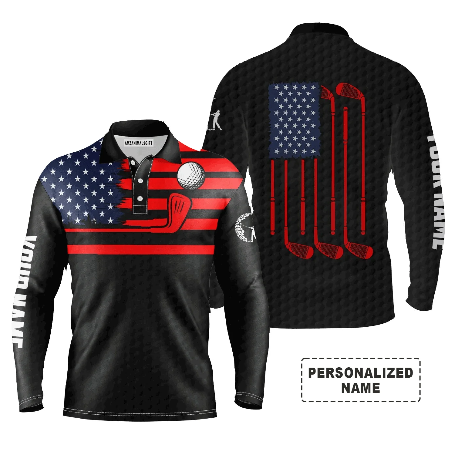 Custom Golf Men Polo Shirt - Golf Men Polo Shirt, American Flag Custom Name Multicolor Apparel Men Golf Polo Shirt - Perfect Polo Shirt For Men, Golfers - Image 12