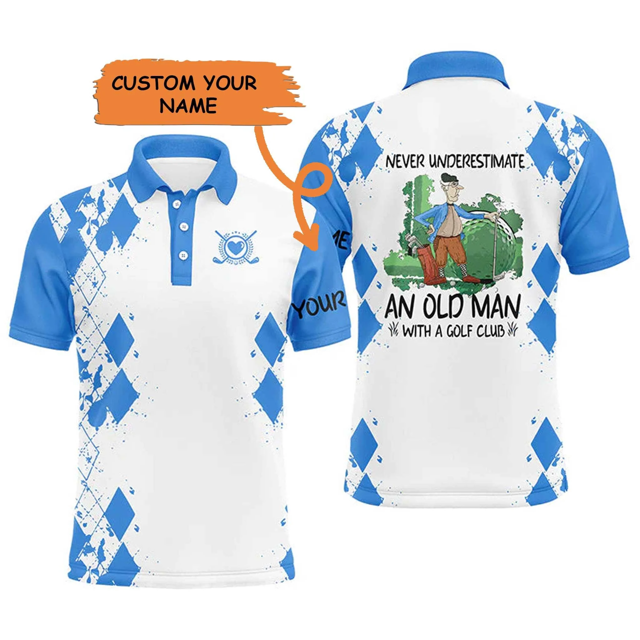 Custom Golf Men Polo Shirt - Never Underestimate An Old Man With A Golf Club Men Golf Polo Shirt - Perfect Polo Shirt For Men, Golfers - Image 2