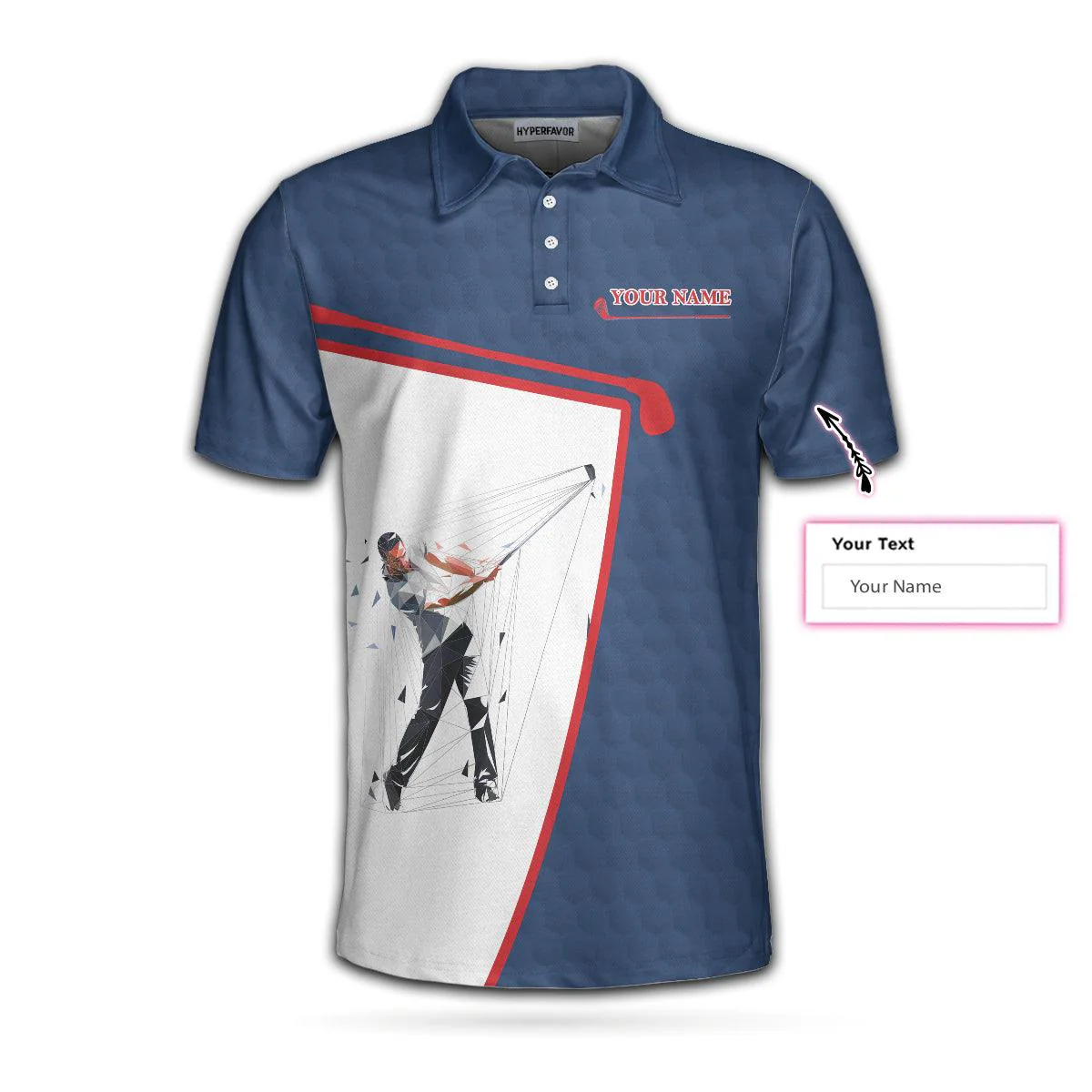 Custom Golf Men Polo Shirts - White And Blue Your Hole Is My Goal Custom Polo Shirt, Personalized Golf Gift Idea - Perfect Gift For Men, Golfers - Image 4