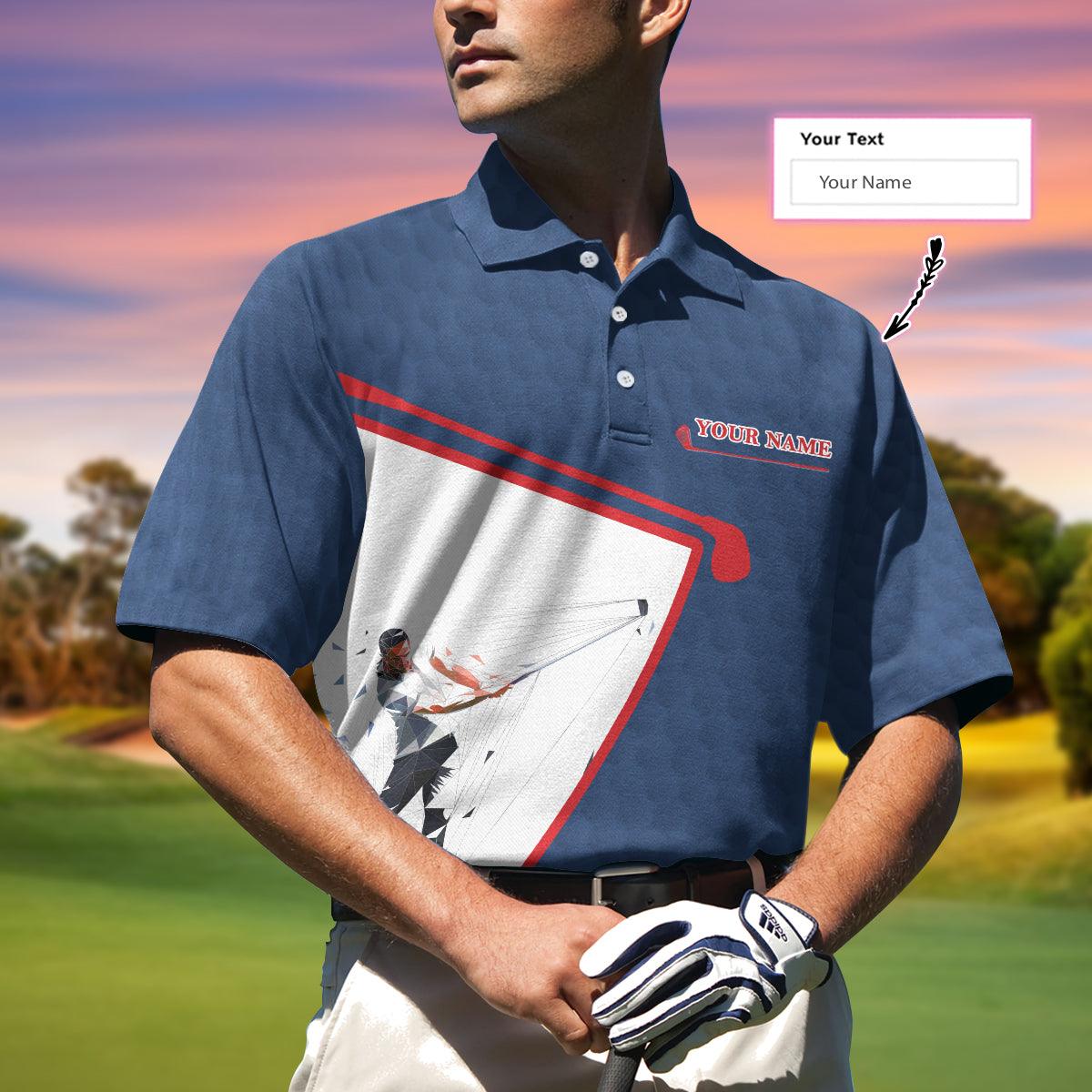 Custom Golf Men Polo Shirts - White And Blue Your Hole Is My Goal Custom Polo Shirt, Personalized Golf Gift Idea - Perfect Gift For Men, Golfers - Image 5