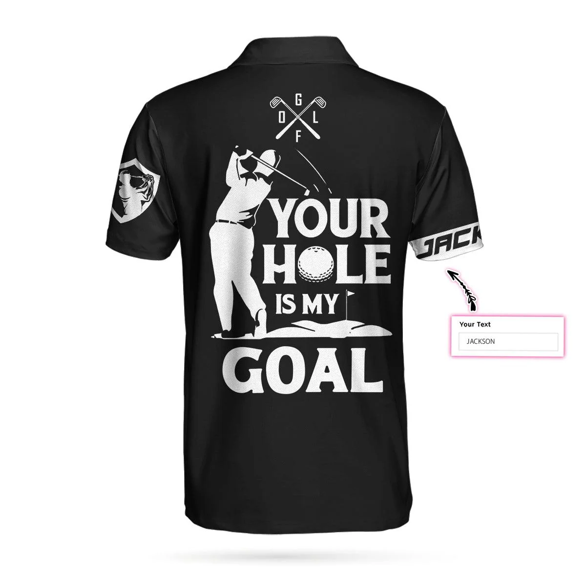 Custom Golf Men Polo Shirts - Your Hole Is My Goal Custom Name Polo Shirt, Personalized Black American Flag Golf Shirt - Perfect Gift For Men, Golfers - Image 4