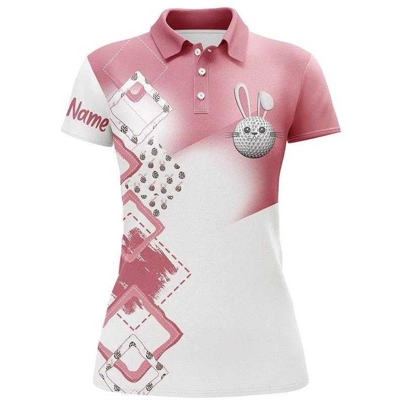 Custom Golf Women Polo Shirt - Women Golf Polo Shirt Custom Name Easter Eggs Bunny Golf Shirts, Easter Golfing Gifts - Perfect Polo Shirt For Women - Image 2