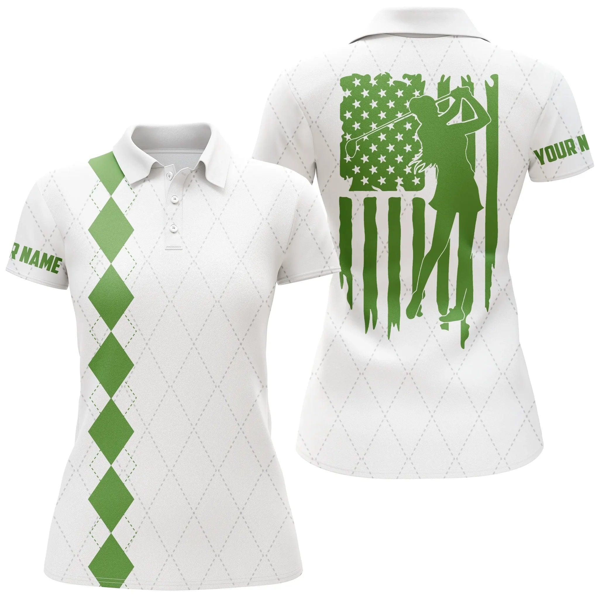 Custom Golf Women Polo Shirt, Women Golf Polo Shirt Pink American Flag Patriotic Golf Shirts Custom Name Golf Gifts - Perfect Polo Shirt For Women - Image 3