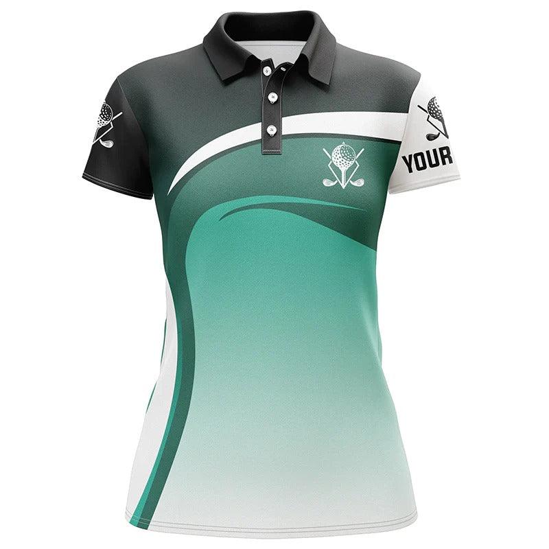 Custom Golf Womens Polo Shirt - Womens Golf Polo Shirts Custom Name Black, White, Green Golf Tournament Polo Shirts - Perfect Polo Shirt For Womens - Image 2
