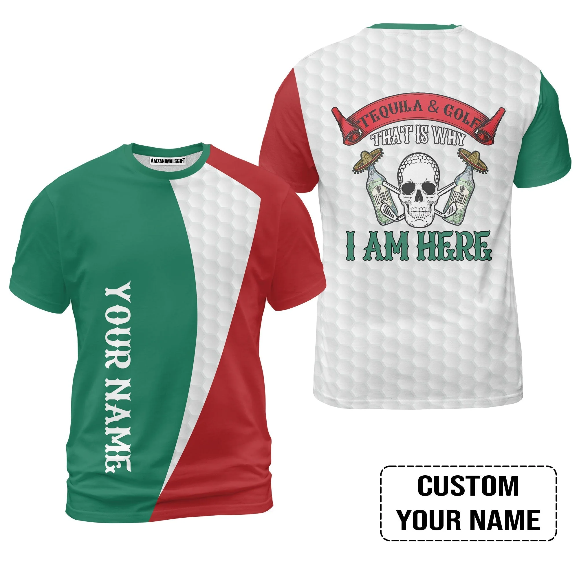 Custom Golf Zip Polo Shirt - Golf Men Custom Name Zip Polo Shirt, Tequila & Golf, Skull Golf Custom Zip Polo Shirt - Image 6