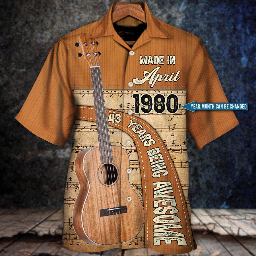 Custom Guitar Lover Years Of Being Awesome Aloha Hawaiian Shirt For Summer, Personalized Guitar Hawaiian Shirts For Men Women, Guitar Lovers - Image 3