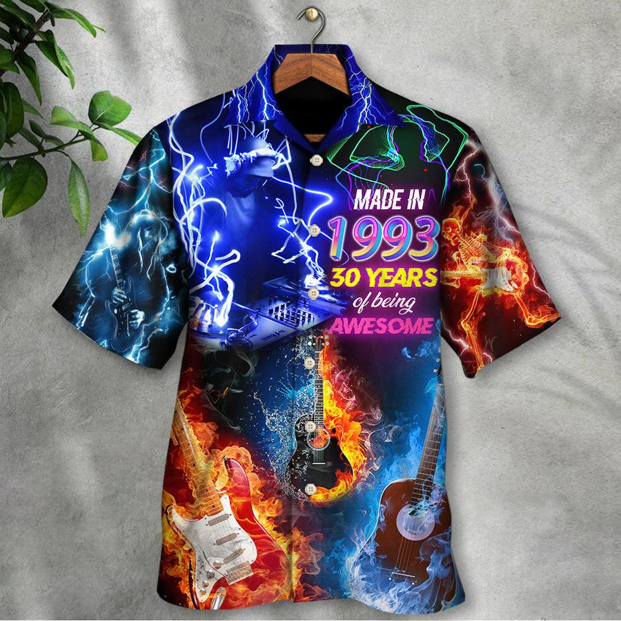 Custom Guitar Neon Style Aloha Hawaiian Shirt For Summer, Music Is My Life Made In 1993 Hawaiian Shirts Outfit For Men Women, Music Guitar Lovers - Image 2