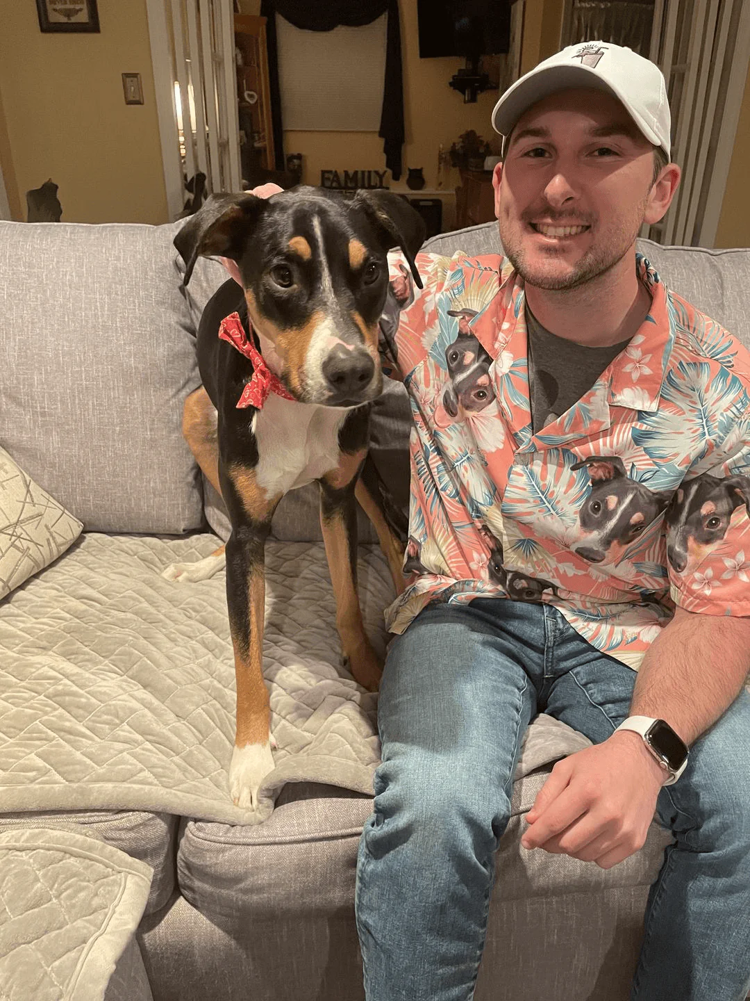 Custom Hawaiian Shirt With Dog Face - Leaves & Flowers Pattern Carrot Color Aloha Shirt - Personalized Hawaiian Shirt For Men & Women, Dog Lovers - Image 8