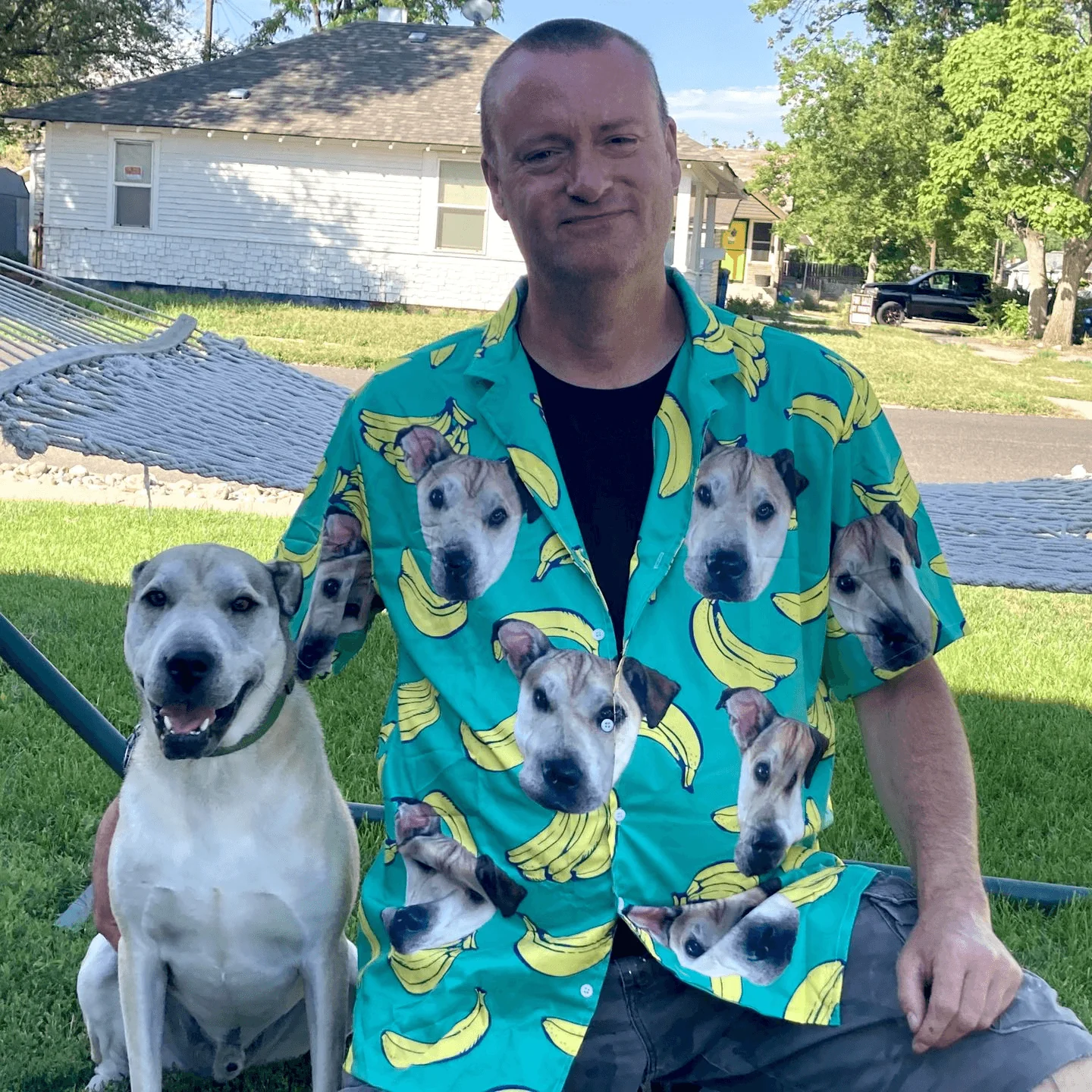 Custom Hawaiian Shirt With Pet Face - Banana Pattern Mint Color, Custom Dog & Cat Aloha Shirt- Personalized Hawaiian Shirt For Men & Women, Pet Lovers - Image 3