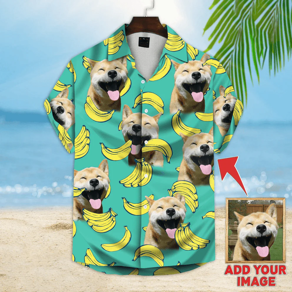 Custom Hawaiian Shirt With Pet Face - Banana Pattern Mint Color, Custom Dog & Cat Aloha Shirt- Personalized Hawaiian Shirt For Men & Women, Pet Lovers - Image 5