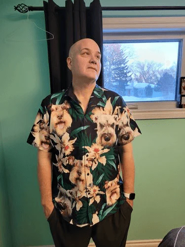 Custom Hawaiian Shirt With Pet Face - Leaves & Flowers Pattern Dark Green Color Aloha Shirt - Personalized Hawaiian Shirt For Men & Women, Pet Lovers - Image 13