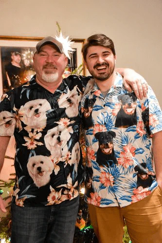 Custom Hawaiian Shirt With Pet Face - Leaves & Flowers Pattern Dark Green Color Aloha Shirt - Personalized Hawaiian Shirt For Men & Women, Pet Lovers - Image 14