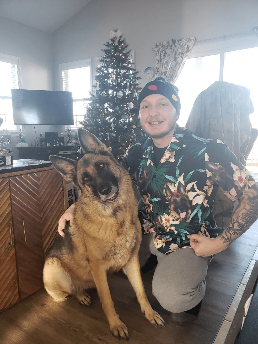 Custom Hawaiian Shirt With Pet Face - Leaves & Flowers Pattern Dark Green Color Aloha Shirt - Personalized Hawaiian Shirt For Men & Women, Pet Lovers - Image 5