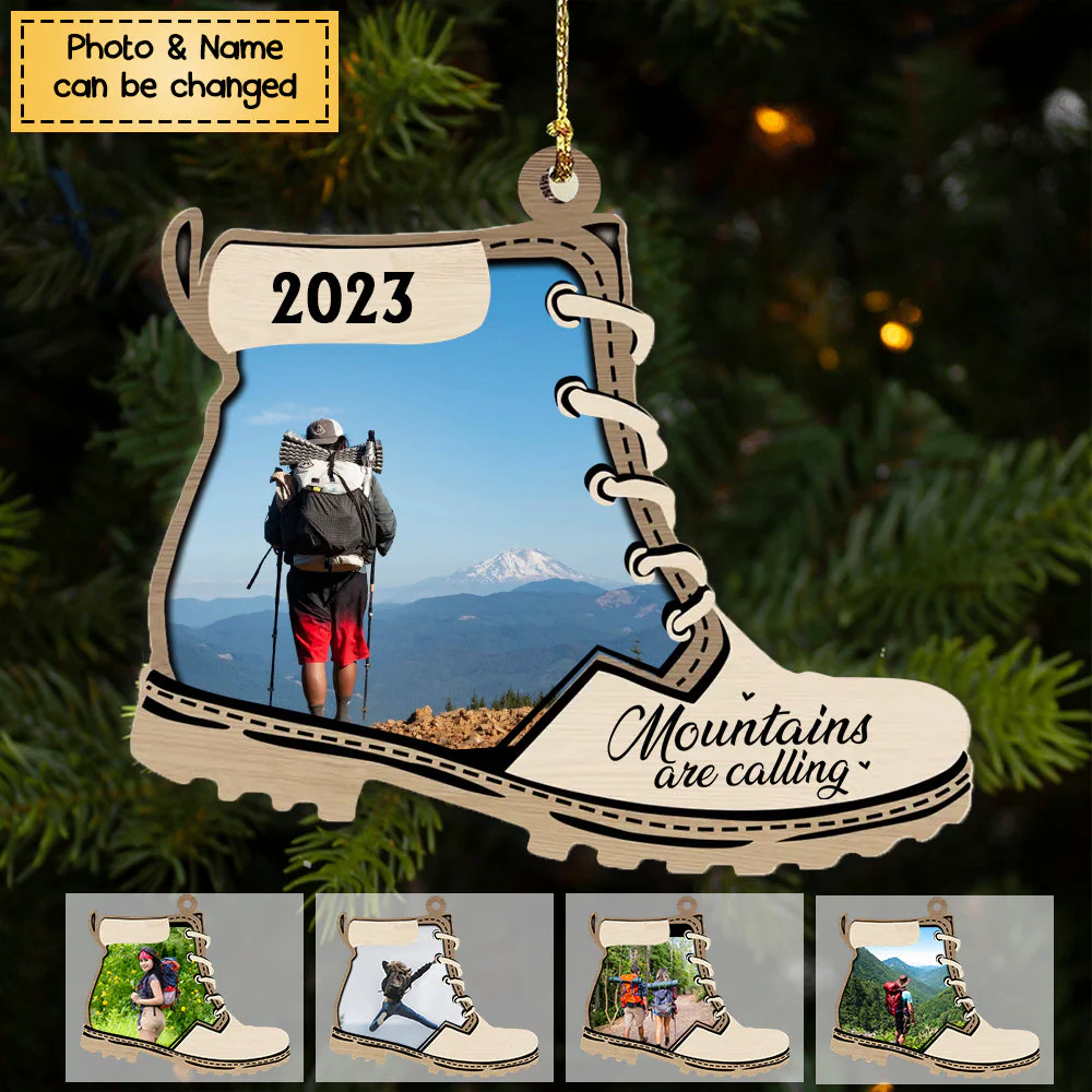 Custom Hiking, Camping Wooden Ornament, Mountains Are Calling Wooden Ornament - Perfect Gift For Hiking Lovers, Christmas, New Year - Image 2