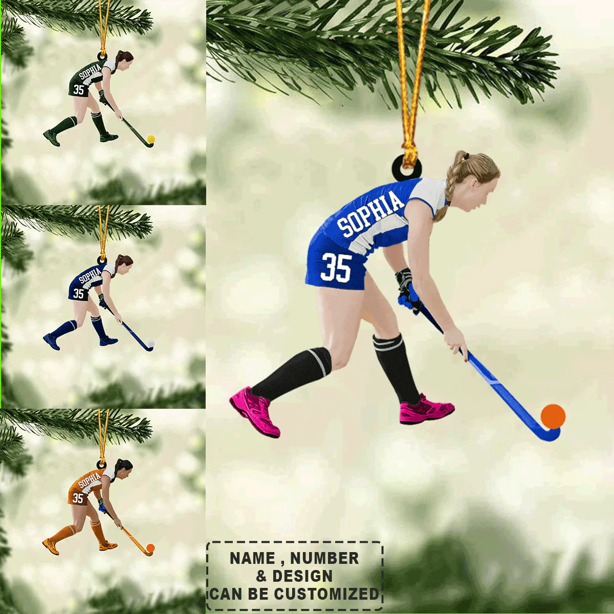 Custom Hockey Acrylic Christmas Ornament, Personalized Woman, Girl, Female Field Hockey Acrylic Ornament For Hockey Lover, Christmas, New Year - Image 3