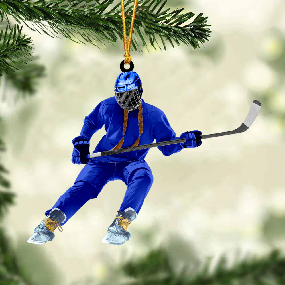 Custom Hockey Acrylic Christmas Ornament, Personalized Woman Ice Hockey Acrylic Ornament For Hockey Lover, Christmas, New Year - Image 2