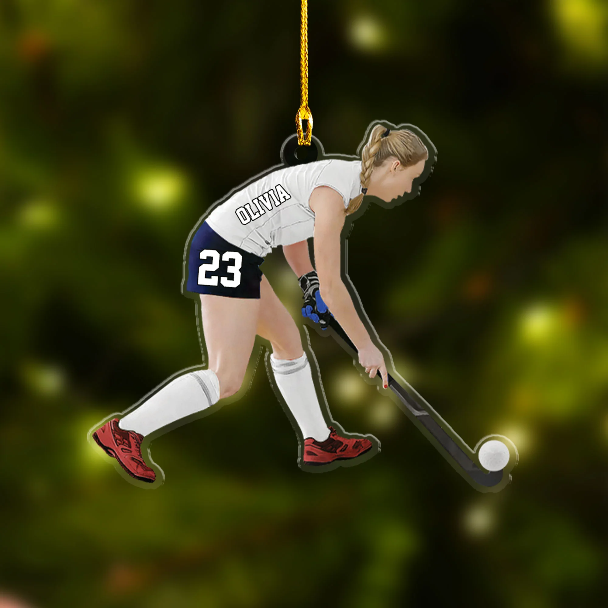 Custom Hockey Christmas Car Ornament, Personalized Woman, Girl, Female Field Hockey Car Ornament For Hockey Lover, Christmas, New Year - Image 3