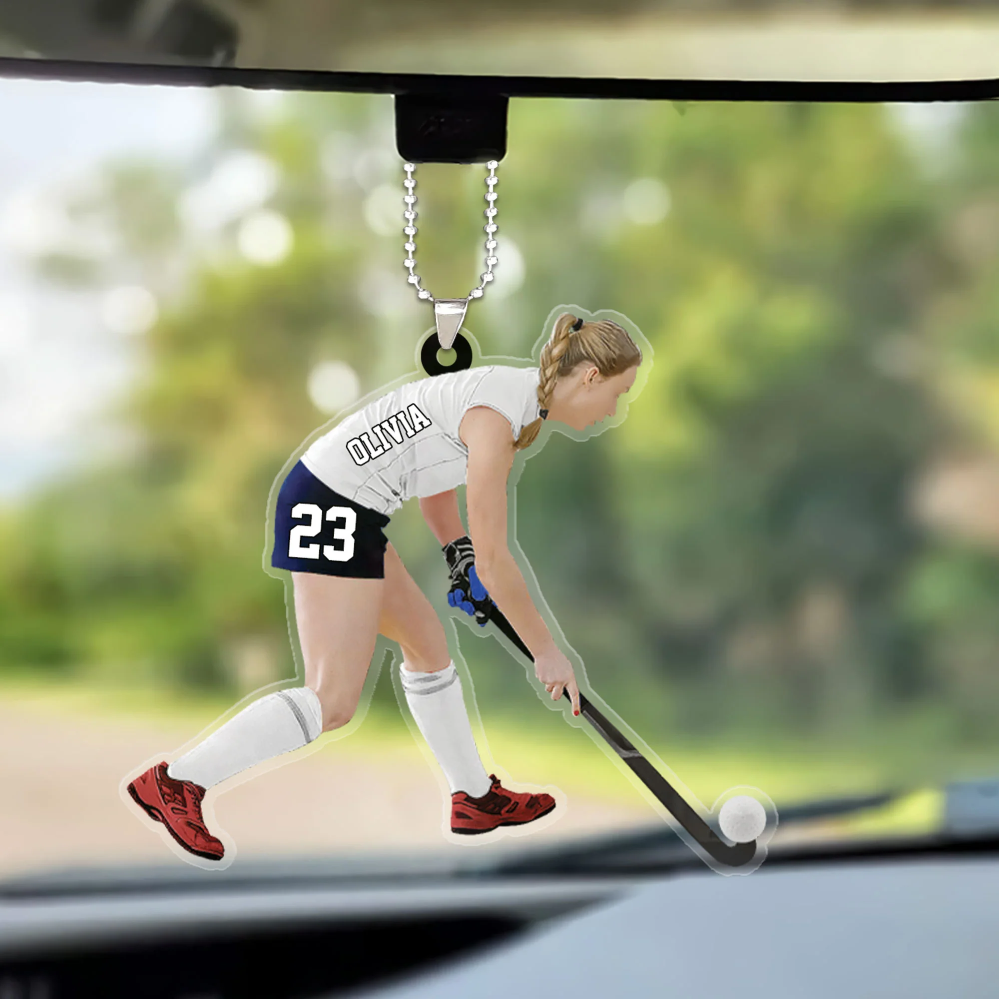 Custom Hockey Christmas Car Ornament, Personalized Woman, Girl, Female Field Hockey Car Ornament For Hockey Lover, Christmas, New Year - Image 5