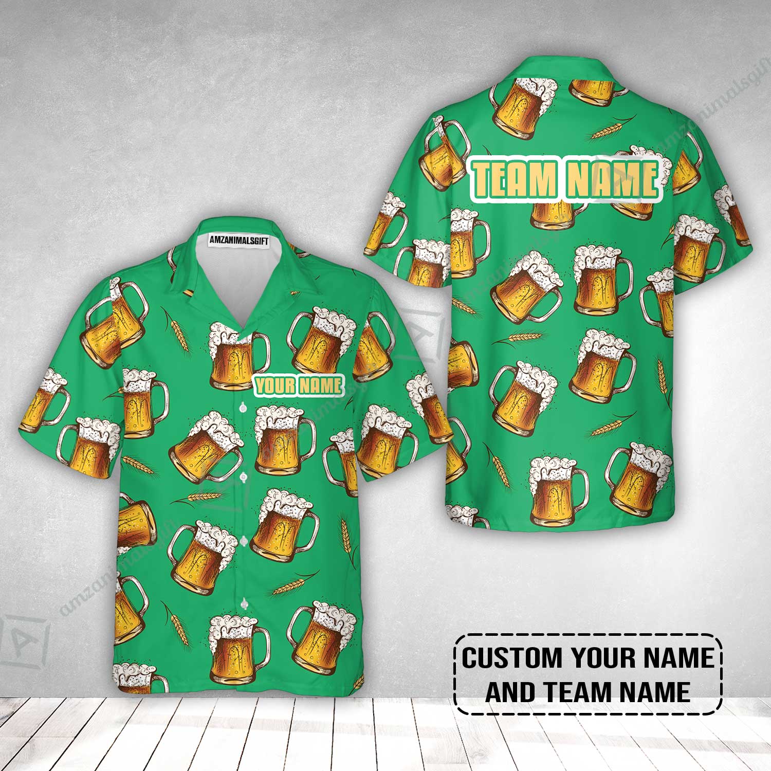 Custom Irish Green Beer Pattern Design Oktoberfest Beer Festival Performance Hawaiian Shirt - Image 2