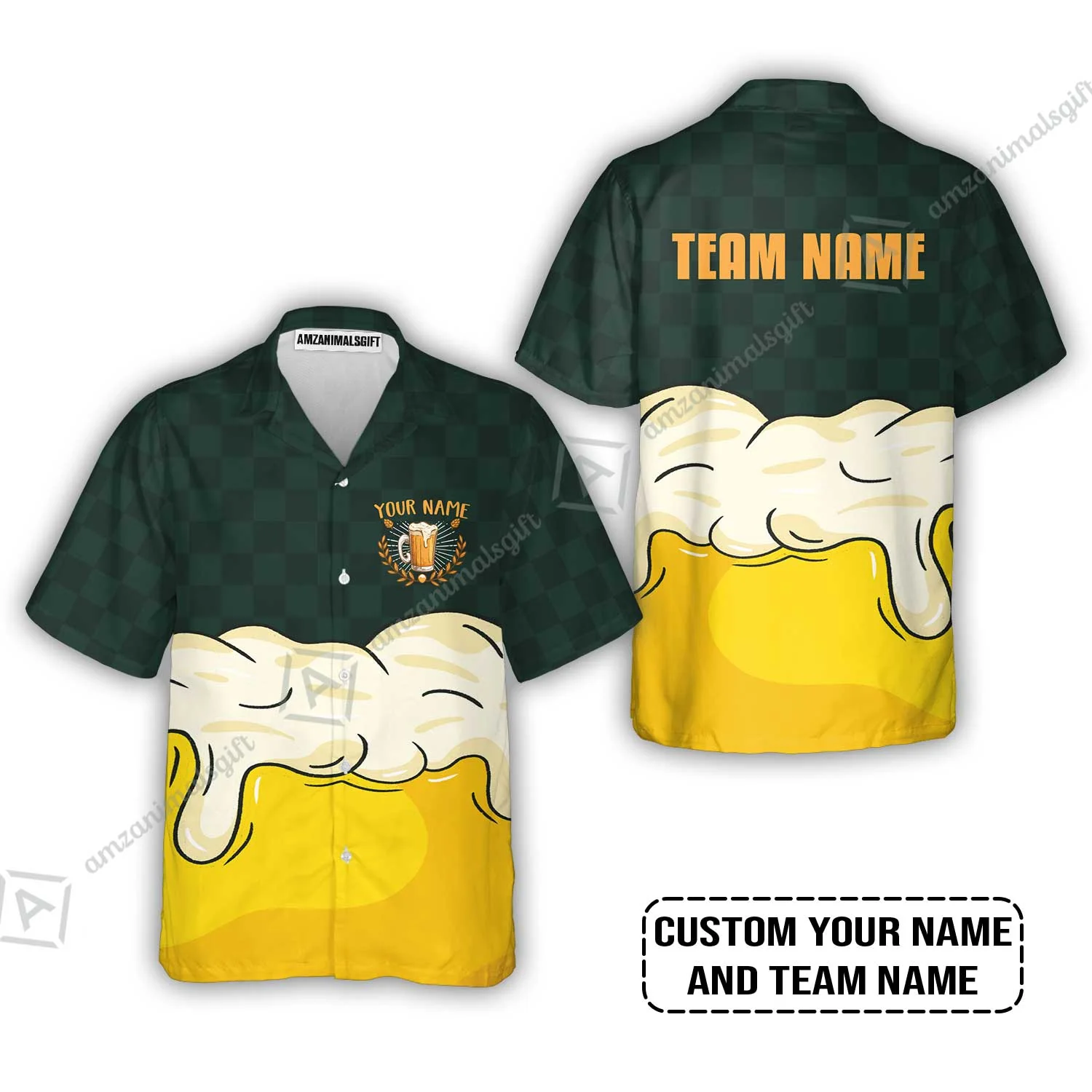 Custom Irish Green Yellow Beer Pattern Design Oktoberfest Beer Festival Performance Baseball Jersey - Image 4
