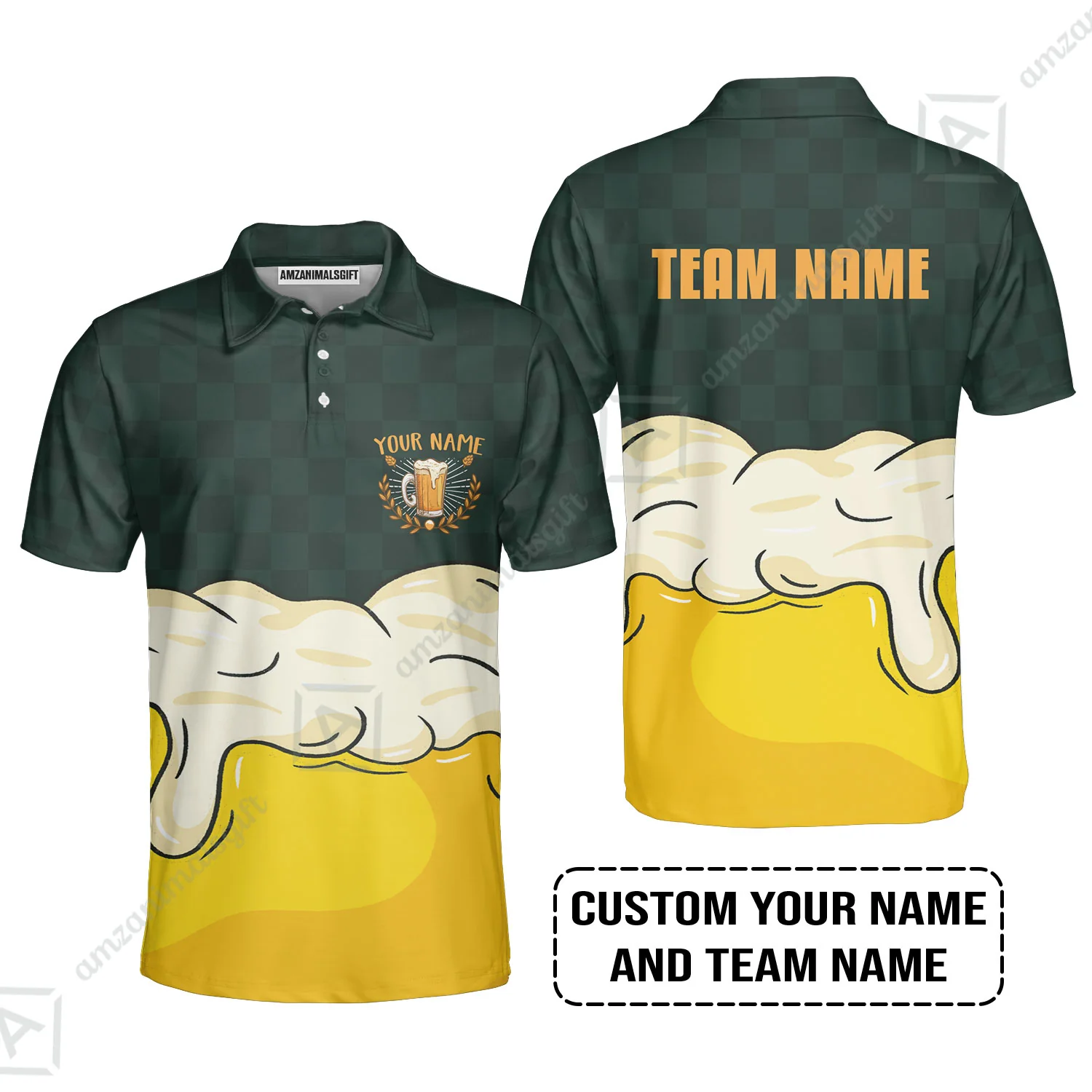 Custom Irish Green Yellow Beer Pattern Design Oktoberfest Beer Festival Performance Baseball Jersey - Image 5
