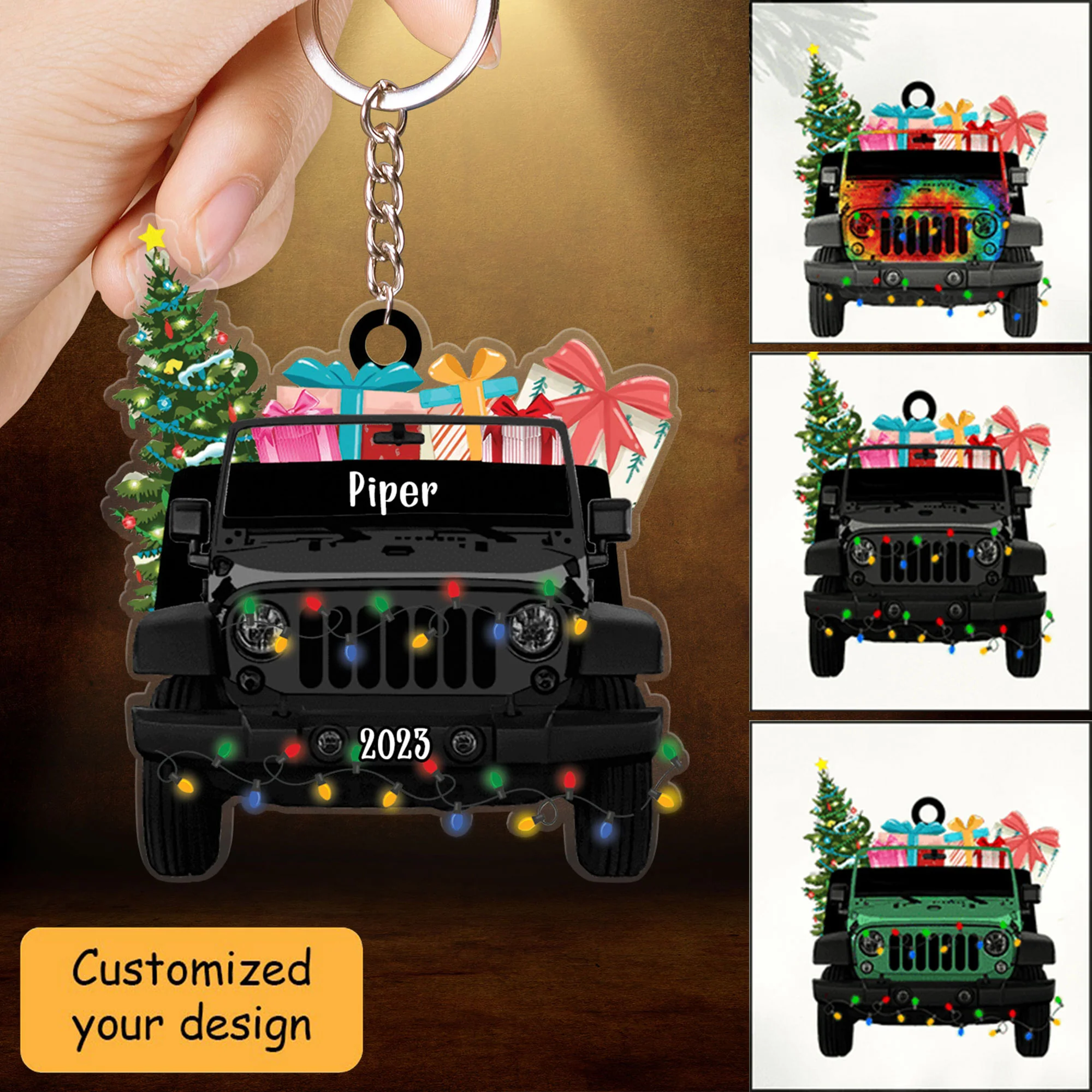 Custom Jeep Acrylic Christmas Keychain, Personalized Jeep Car & Christmas Gift Acrylic Keychain For Christmas, Off-Road Car Lover - Image 2