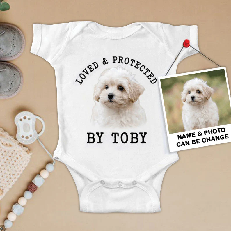 Custom Maltipoo Baby Onesies, Loved & Protected By Custom Dog Newborn Onesies, Personalized Onesies - Perfect Gift For Baby, Baby Gift Onesie - Image 2