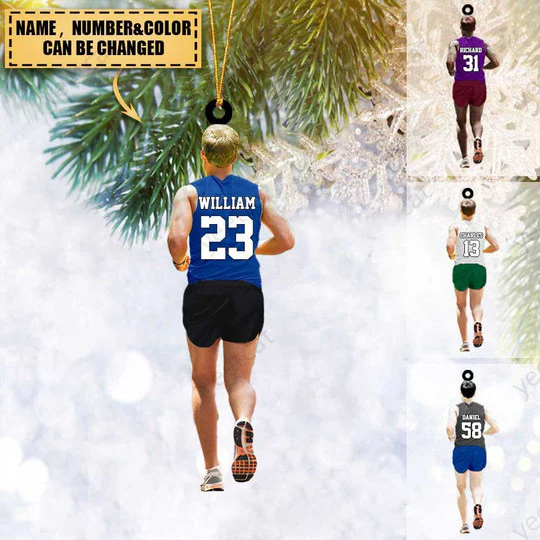 Custom Marathon Acrylic Christmas Ornaments,  Running Man Ornament, Jogging Acrylic Ornament - Gift For Runner - Image 2