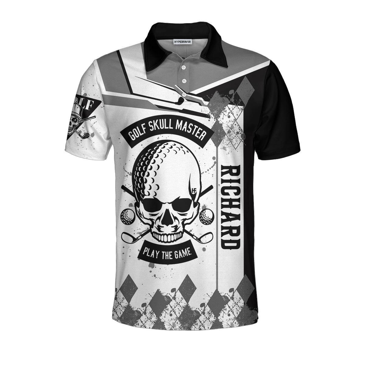 Custom Men Golf Polo Shirt - Personalized Golf Gift, I Made A Hole In One Golf Custom Polo Shirt, Black And White Skull Golf Shirt For Men, Golfers - Image 2