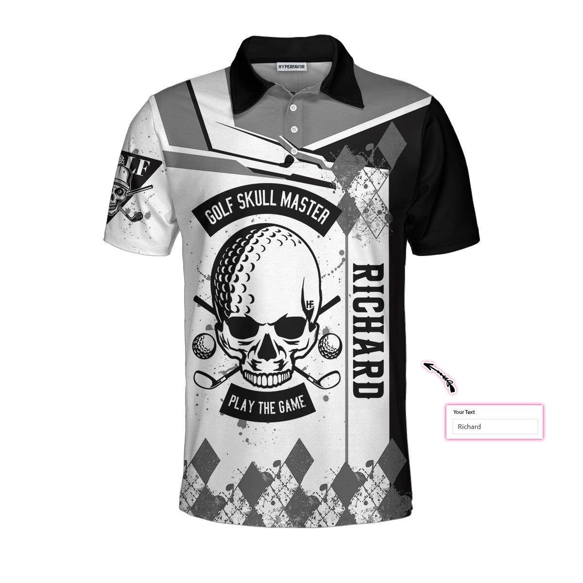 Custom Men Golf Polo Shirt - Personalized Golf Gift, I Made A Hole In One Golf Custom Polo Shirt, Black And White Skull Golf Shirt For Men, Golfers - Image 4