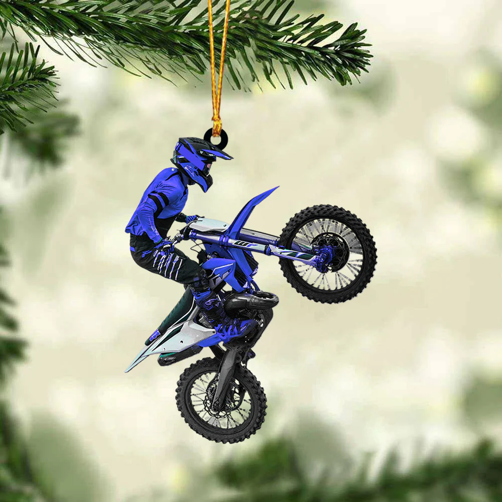 Custom Motocross Biker Acrylic Christmas Ornament, Personalized Motocross Biker Plying Acrylic Christmas Ornament For Motocross Lover - Image 2