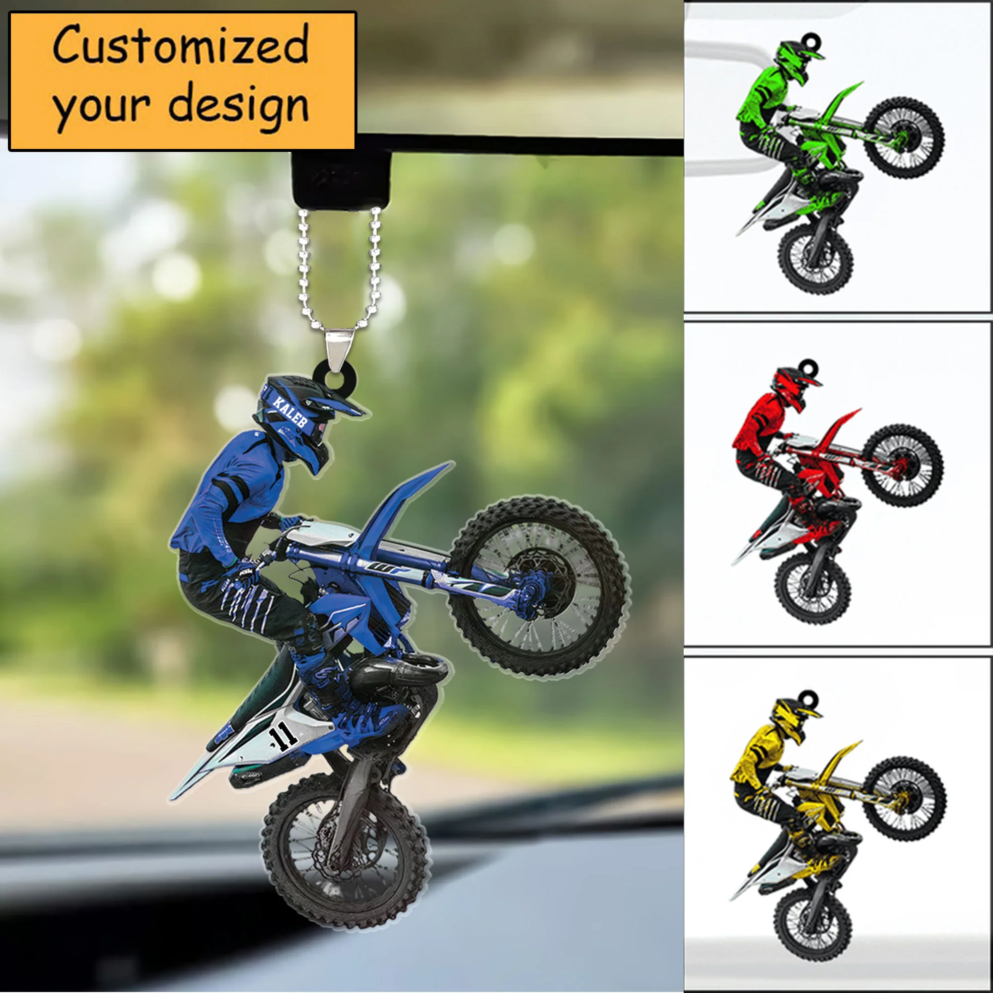 Custom Motocross Biker Acrylic Keychain, Personalized Motocross Biker Plying Acrylic Keychain For Motocross Lover - Image 4