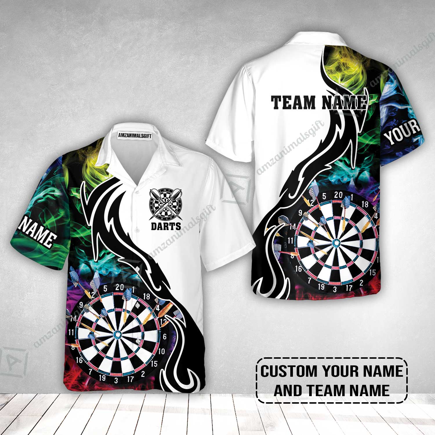 Custom Multicolor Darts Hawaiian Shirt, Personalized Darts For Team Hawaiian Shirt - Image 2