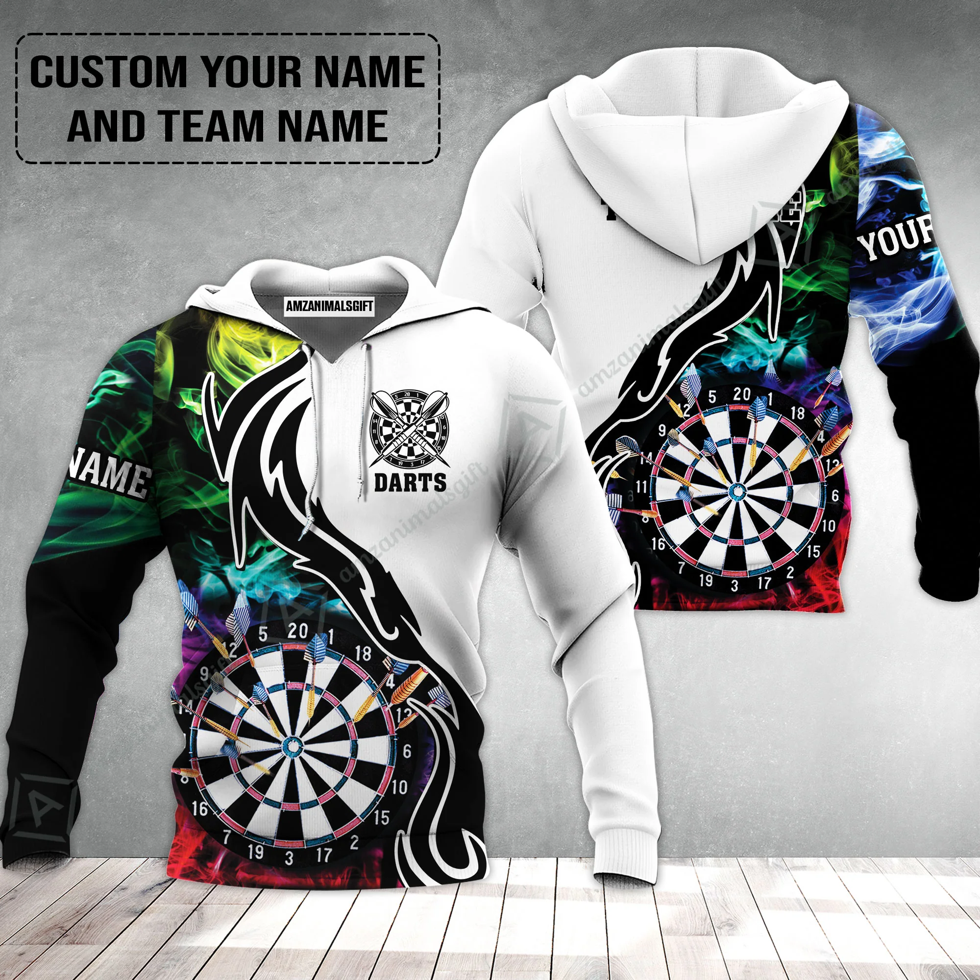 Custom Multicolor Darts Hoodie, Personalized Darts For Team Hoodie - Image 2