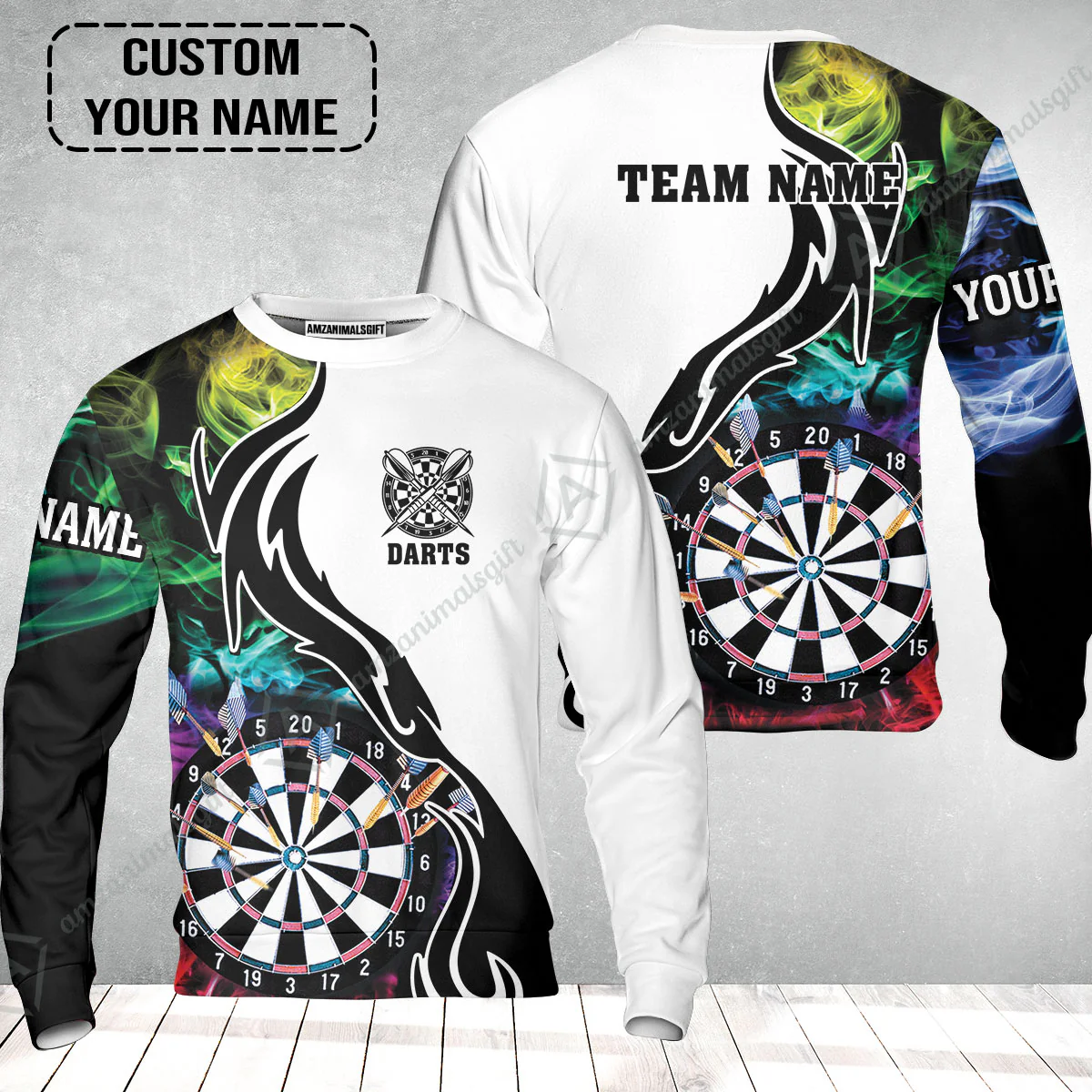 Custom Multicolor Darts Sweatshirt, Personalized Darts For Team Sweatshirt - Image 2