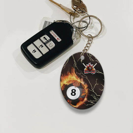 Custom Name Billiard 8 Ball Thunder Fire Flame Acrylic Keychain - Christmas Gift For Billiard Lovers, Billiard Team Players - Image 2