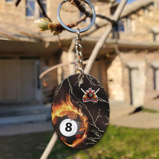 Custom Name Billiard 8 Ball Thunder Fire Flame Acrylic Keychain - Christmas Gift For Billiard Lovers, Billiard Team Players - Image 4
