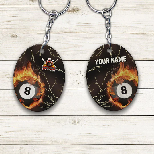 Custom Name Billiard 8 Ball Thunder Fire Flame Acrylic Keychain - Christmas Gift For Billiard Lovers, Billiard Team Players - Image 6