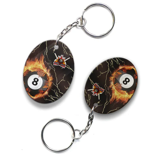Custom Name Billiard 8 Ball Thunder Fire Flame Acrylic Keychain - Christmas Gift For Billiard Lovers, Billiard Team Players - Image 7